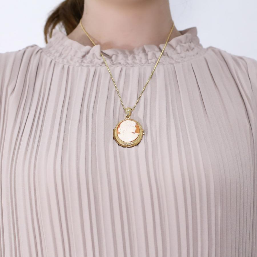 カメオペンダント シルバーロケットペンダント シェルカメオ 手彫り