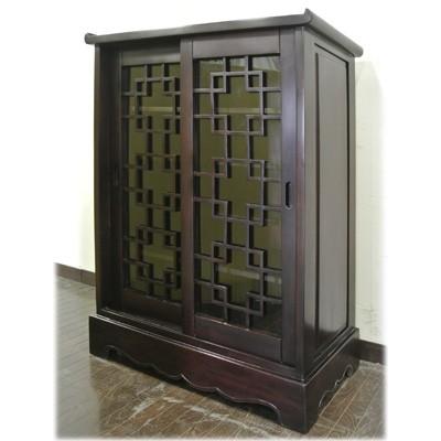 アジアンスタイル 木製棚 引き戸&観音扉付き 【公式通販】