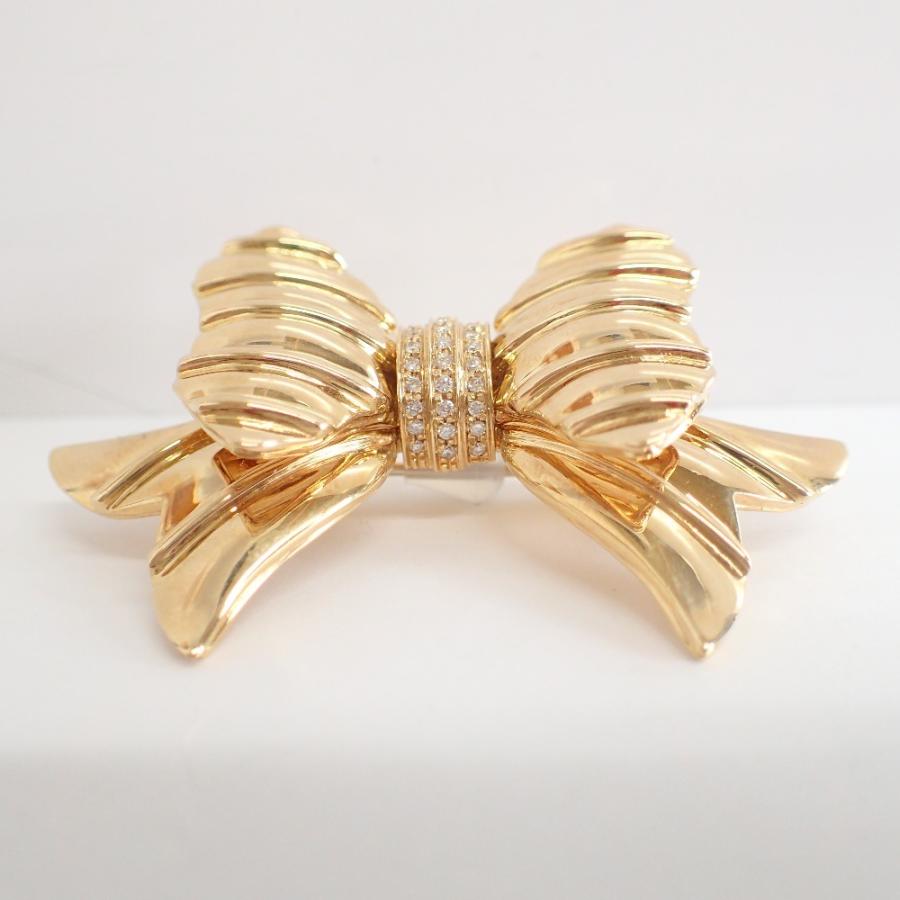 美品/ REPOSSI レポシ ボウコレクション K18YG ダイヤモンド 0.18ct