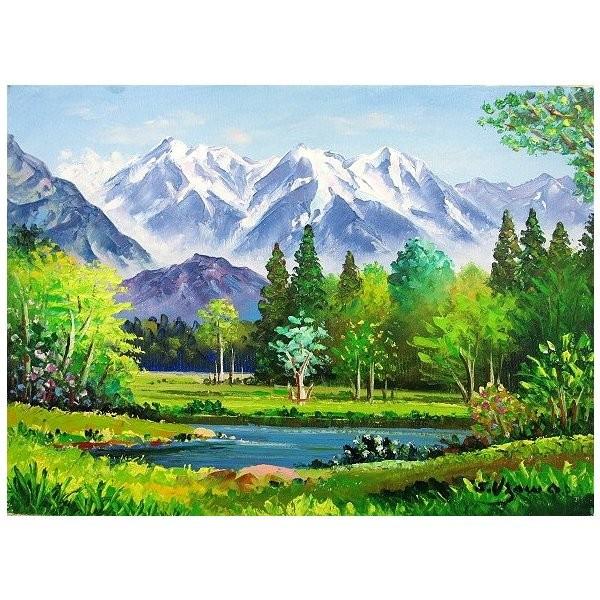 油彩画 洋画 (油絵額縁付きで納品対応可) F10号 「上高地」 羽沢 清水