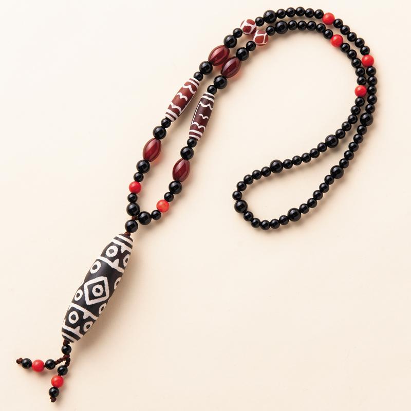 天然石 「 西蔵 満願祈念 天珠首飾 」 チベット ネックレス ダライラマ