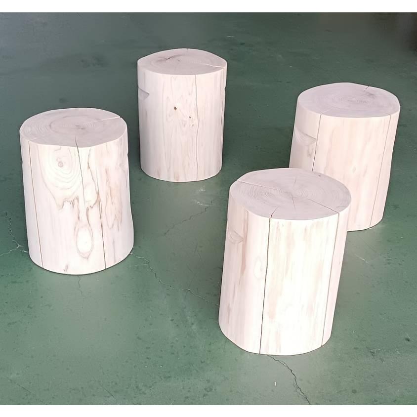 4脚セット) 特選国産ひのき 丸太椅子 (取手付) 直径約35cm前後 高さ約