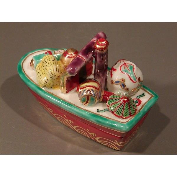 茶道具 香合 色絵 宝船、京都 高野 昭阿弥作、共箱 新品。 : 佐藤大観