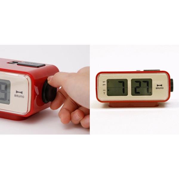 LCDレトロアラームクロック S ホワイト・オレンジ・レッド BCR003-WH