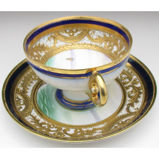 ノリタケ オールドノリタケ 金盛りエナメルジュール海辺風景絵 カップ