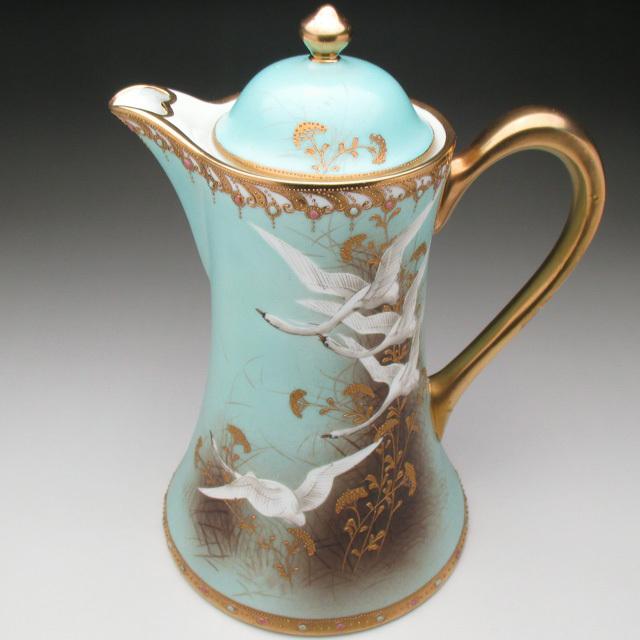 ノリタケ オールドノリタケ 金盛りジュール フライングスワン コーヒー