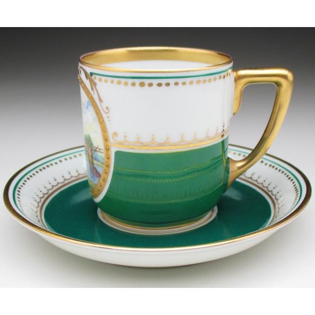 Rosenthal（ローゼンタール） グリーン地金彩風景絵 カップ＆ソーサー