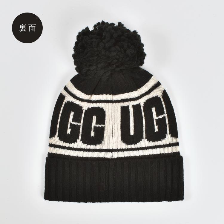 ニット帽 ポンポン ugg アグ レディース ニットキャップ おしゃれ 黒