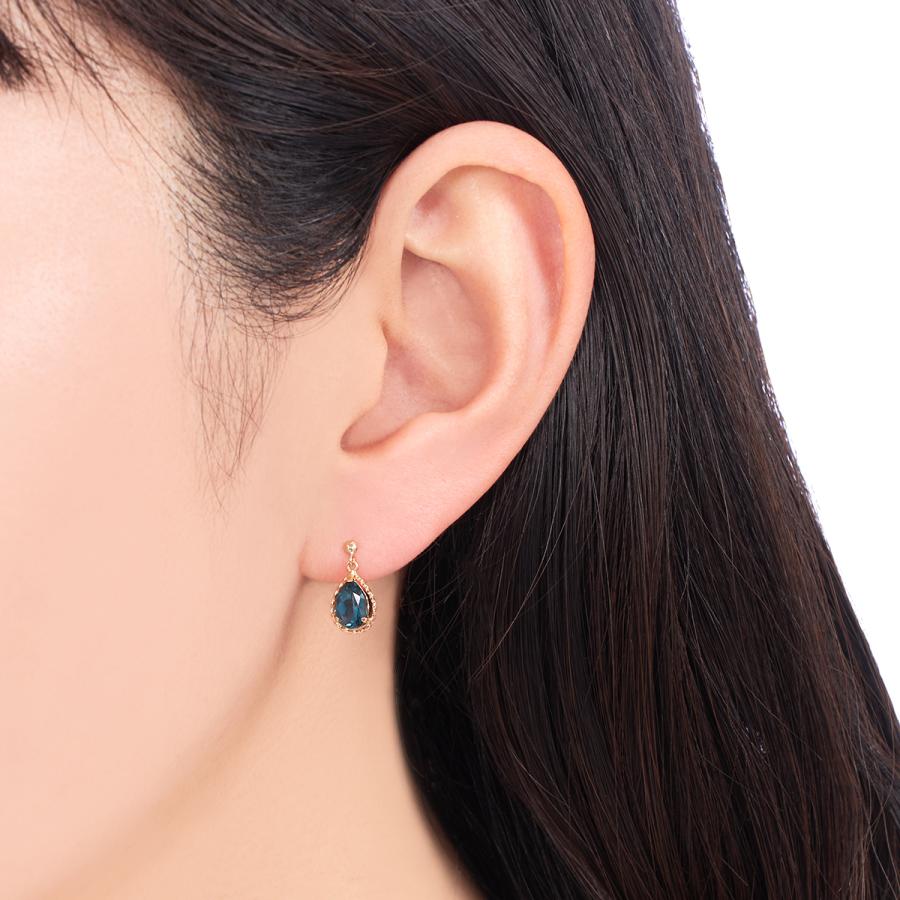 ジュエリーツツミ K10イエローゴールドロンドンブルートパーズピアス