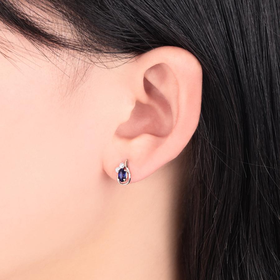 ジュエリーツツミ K10ホワイトゴールドサファイアピアス : ジュエリー