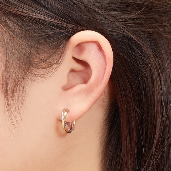 ジュエリーツツミ K10イエローゴールド/K10ホワイトゴールドピアス