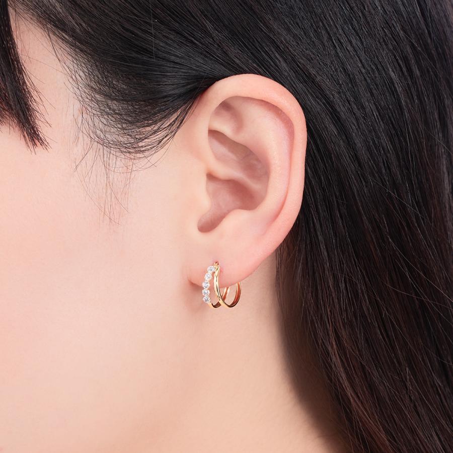 ジュエリーツツミ K10イエローゴールドキュービックピアス