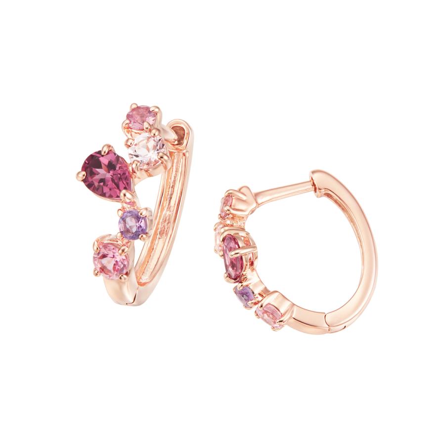 ジュエリーツツミ K10ピンクゴールドマルチストーンピアス