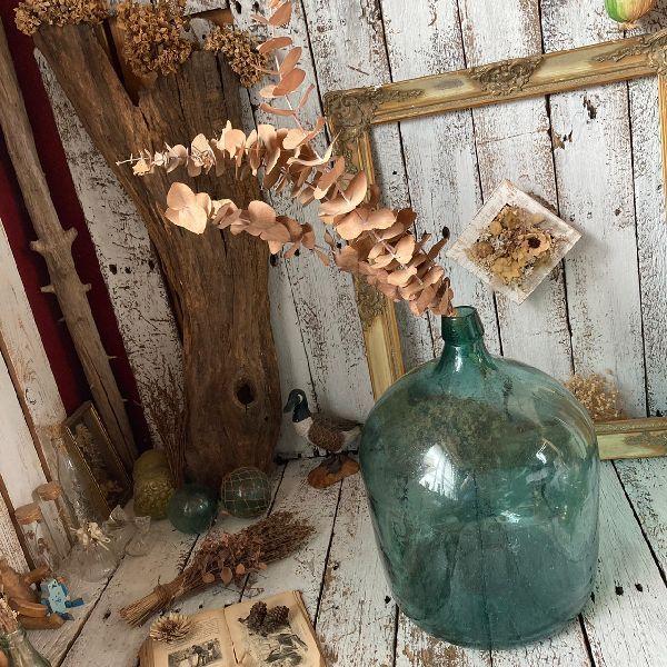 気泡ガラス 特大ビアジョッキ型 鉢 ガラスインテリア 花瓶 レトロ 気泡