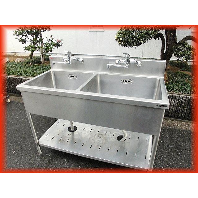 シンク 業務用 2槽シンク マルゼン 流し台 ステンレス 1230×600 蛇口