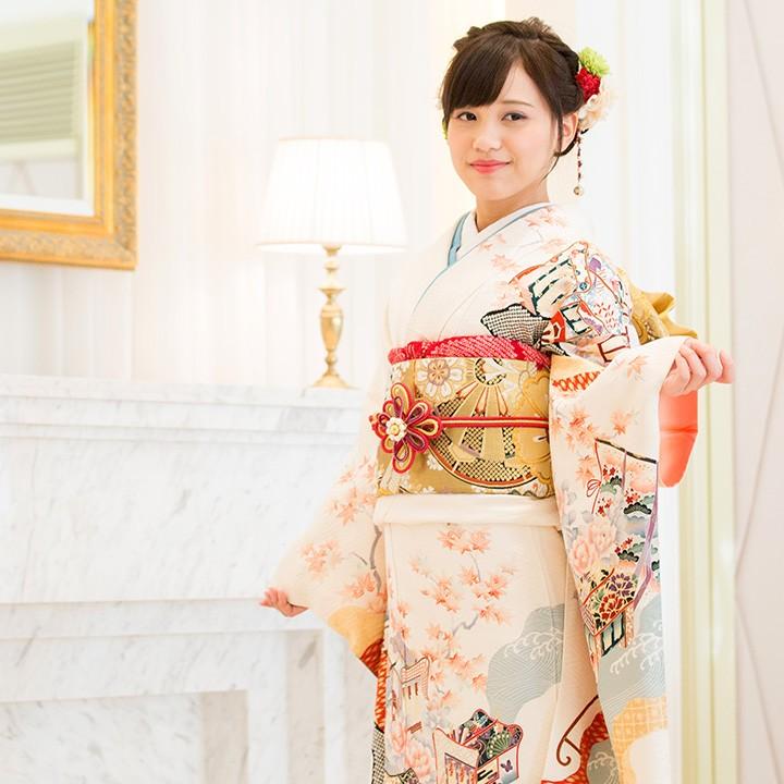 振袖レンタル 成人式 高級正絹 FS-014 白系 振袖 レンタル 式典 正絹