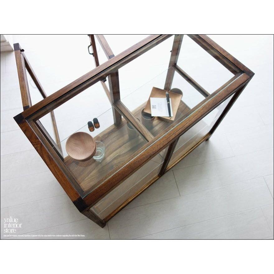 チーク総無垢 ガラスパンケース'80W ショーケース 陳列ケ−ス 飾り棚