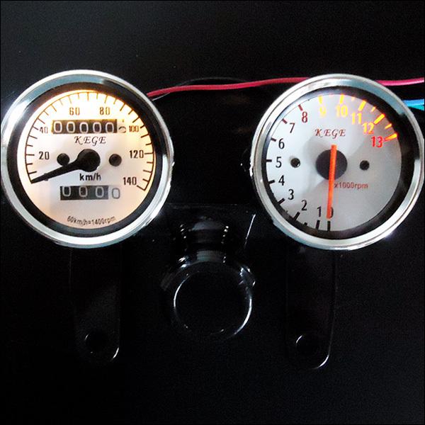 機械式 スピードメーター ＆ 電気式 タコメーター セット (8&9) バイク