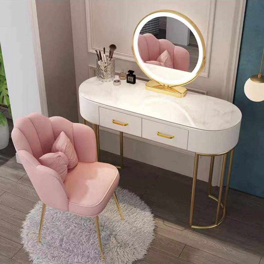 大理石調強化ガラス天板ドレッサー 化粧台 鏡台メイク台 姫デスク