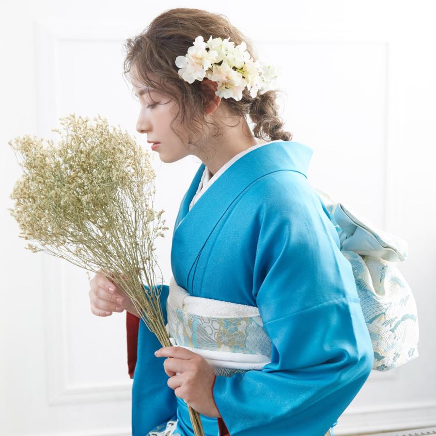 振袖 レンタル 成人式 結婚式 ブルー ラメ入り 金彩蝶(絹)(宅)モデル