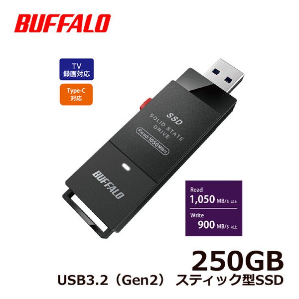 BUFFALO SSD-PUT1.0U3-BKA [SSD-PUTAシリーズ 1TB ブラック] 外付けSSD