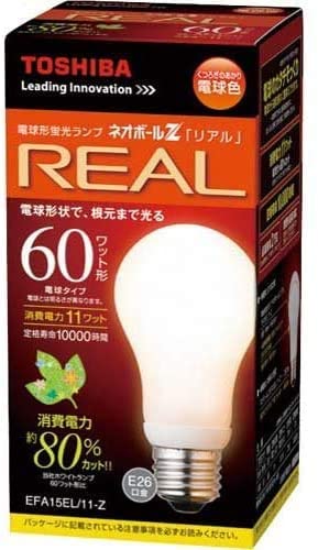 TOSHIBA ネオボールZリアル 電球形蛍光ランプ EFA15EL/11-Z （3波長形