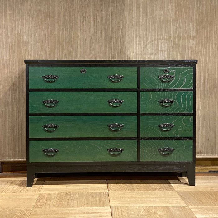 越後民芸家具 ナラ材 ハイチェスト ヨーロピアンスタイル 越後民芸家具