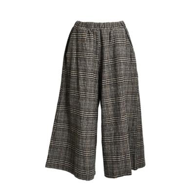 グレンチェック ワイドパンツ（レディースファッション