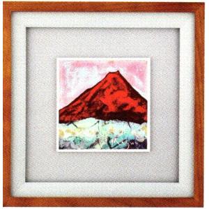 作家 彫金パネル 「陶板額 赤富士」 画家池田満寿夫 : 日本ものこと