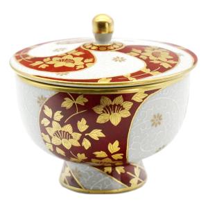 九谷焼 吉田美統【人間国宝】九谷焼ぐい呑み 金襴手花唐草 赤 : 北山堂