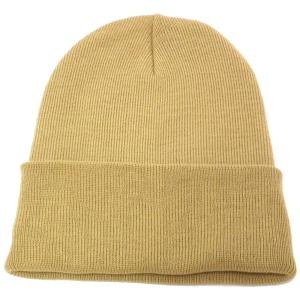 アクリル ニットキャップ 秋冬 ベージュ 帽子 無地 ニット帽 ビーニー