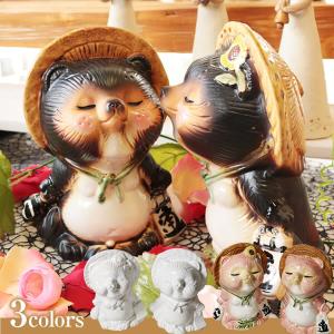 信楽焼 13号ふくろう猫持ち狸 たぬき タヌキ 開運 縁起物 可愛い ネコ