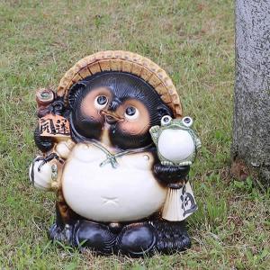 信楽焼 10号カエル持ち狸 たぬき タヌキ 狸 開運 縁起物 可愛い 陶器