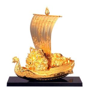 高岡銅器／布袋様の置物 軍配布袋18号 越井栄山作品／送料無料 : 檜屋