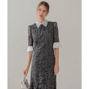 Leja（レジャ） ドレス 「LEJA」ラメ混ツイードレザーパイピングパール