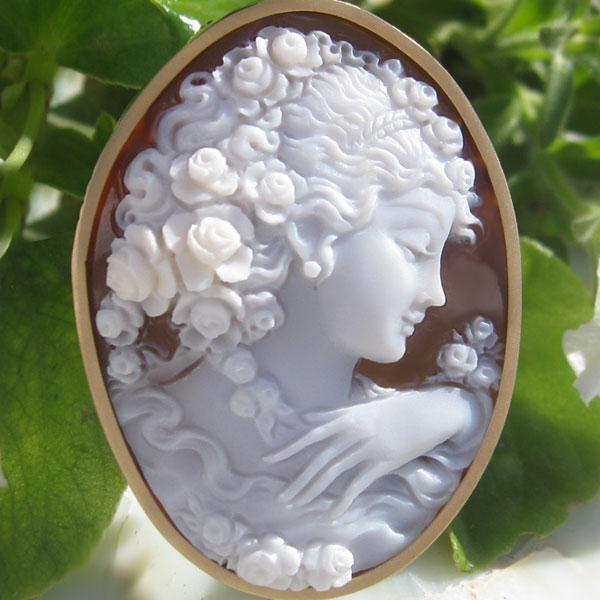 Ali✤作家ものシェルカメオ✤18K『風にふかれて』2ways Ali✤作家もの