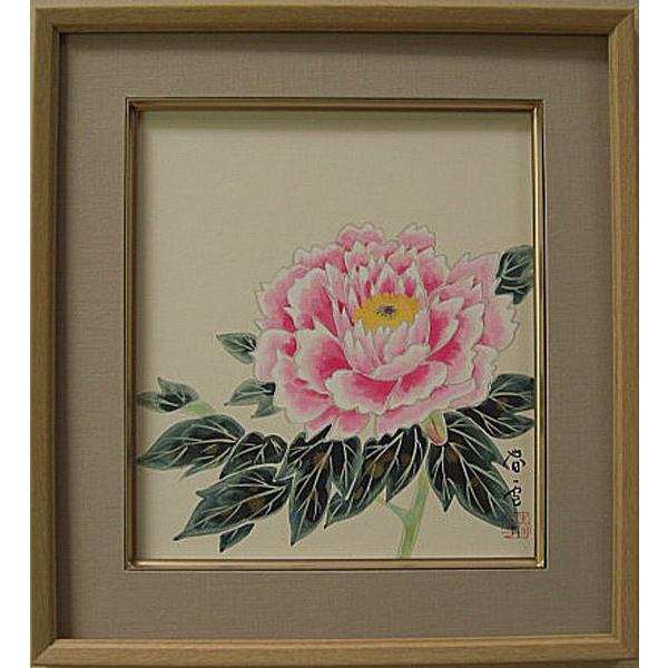 肉筆日本画 【純白の牡丹】 直筆サイン 印あり 肉筆日本画 【純白の