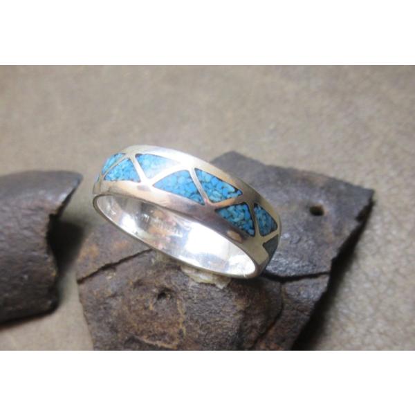 インディアンジュエリー ズニ ターコイズ シルバー バングル リング