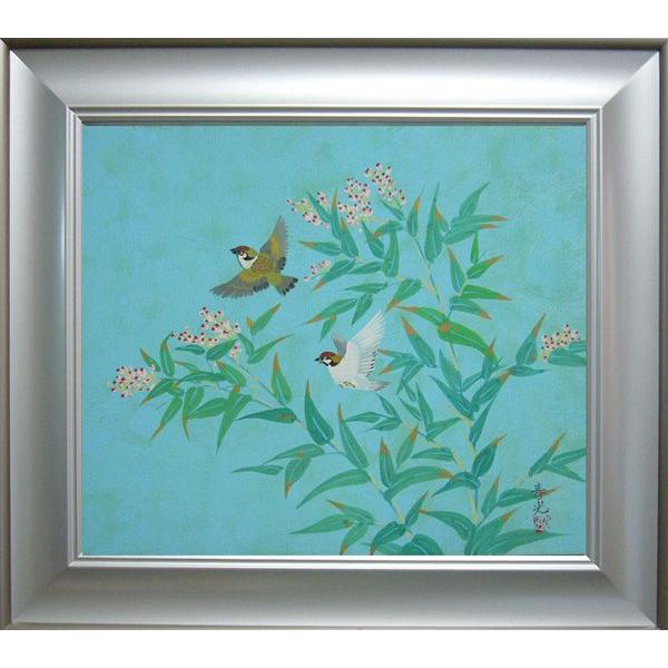 絵画 油絵 竹内敏彦 肉筆油絵 グリーンの輝き F12 絵画 油絵 竹内敏彦