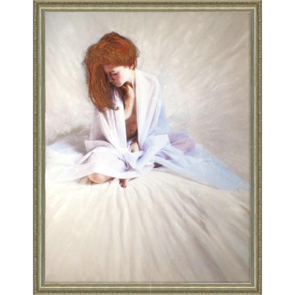 油絵 菅家令子 絵 絵画インテリア額付(白) F3-010511 女性 夢子さん