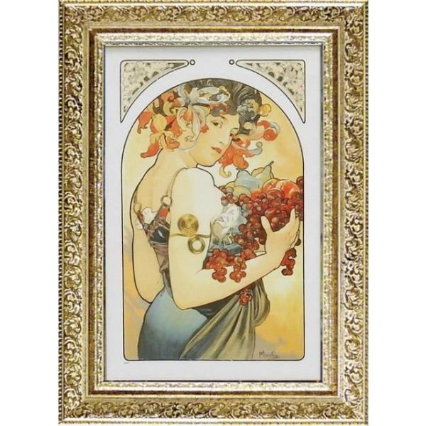 絵画インテリア 額付(白) 油絵 uF6-061304 静物 フルーツ 絵画