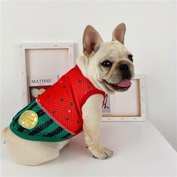 フレンチブルドッグ 夏 涼しい 通気性 スイカ タンクトップ フレブル