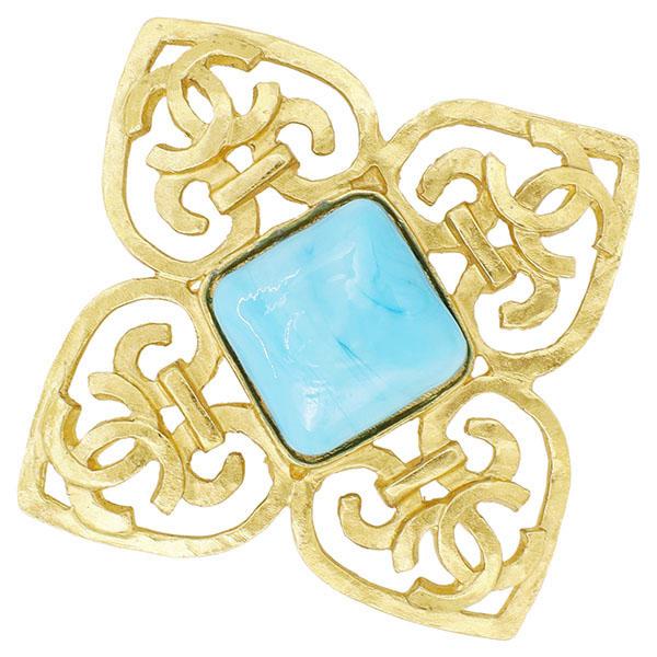 CHANEL ヴィンテージ ブローチ マルチカラーストーン ゴールド CHANEL