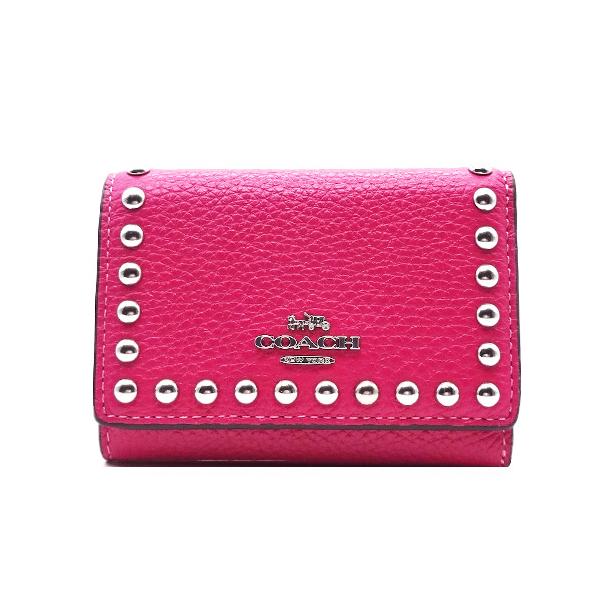 COACH（コーチ） 財布 サイフ 新品 ペブルレザー スタッズ 三つ折り