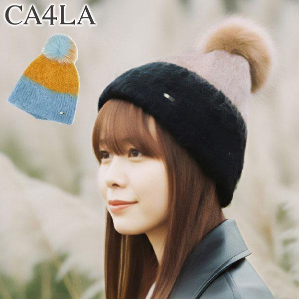 カシラ イタリア製 リアルファー モヘアニット 帽子 ブラウン カシラ