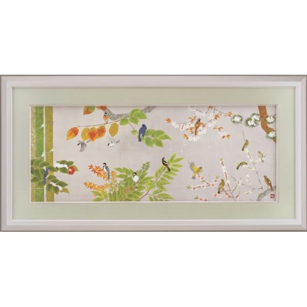 上村淳之 『四季花鳥図』 彩美版・シルクスクリーン手摺り複製画 額装