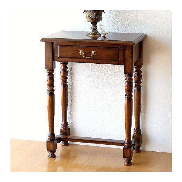 コンソールテーブル アンティーク 玄関 スリム 電話台 花台 木製 天然