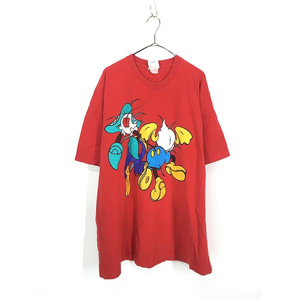 古着 90s Disney 飛び出し ミッキー ミニー ドナルド グーフィー T