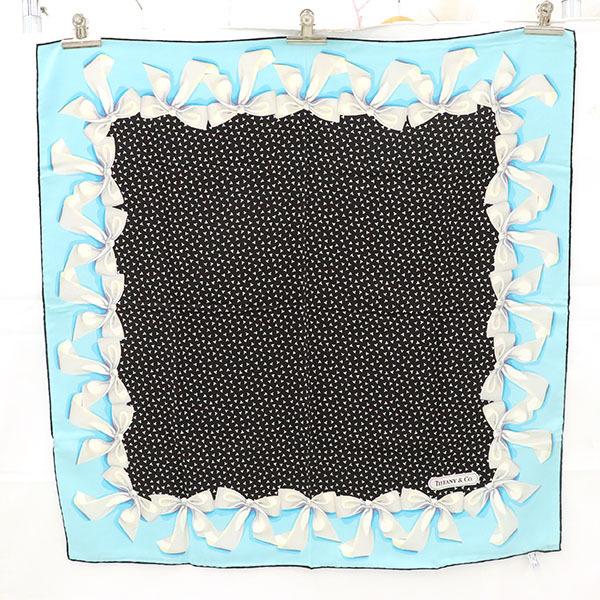 ティファニー TIFFANY &CO． スカーフ シルク100％ リボン柄