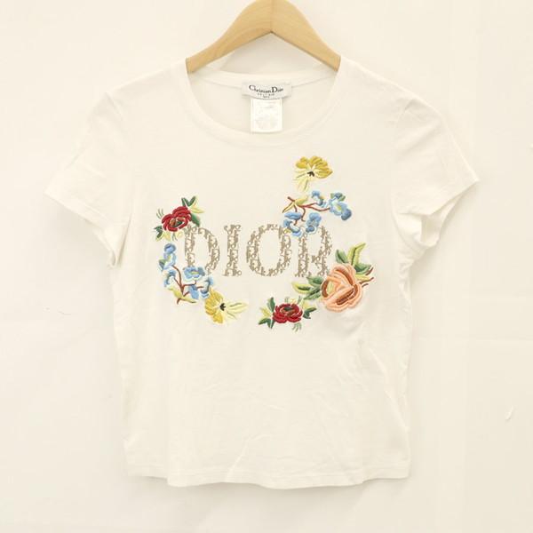 クリスチャンディオール Christian Dior 花柄 刺繍 トロッター ロゴ T